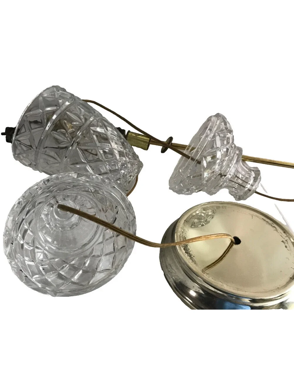 Vintage 3 piece Crystal Lamp Hand Cut Tiffany Style Create your own Base